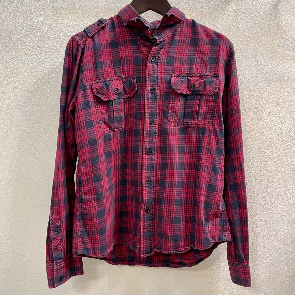 Men’s the cockpit plaid red black long sleeve shirt